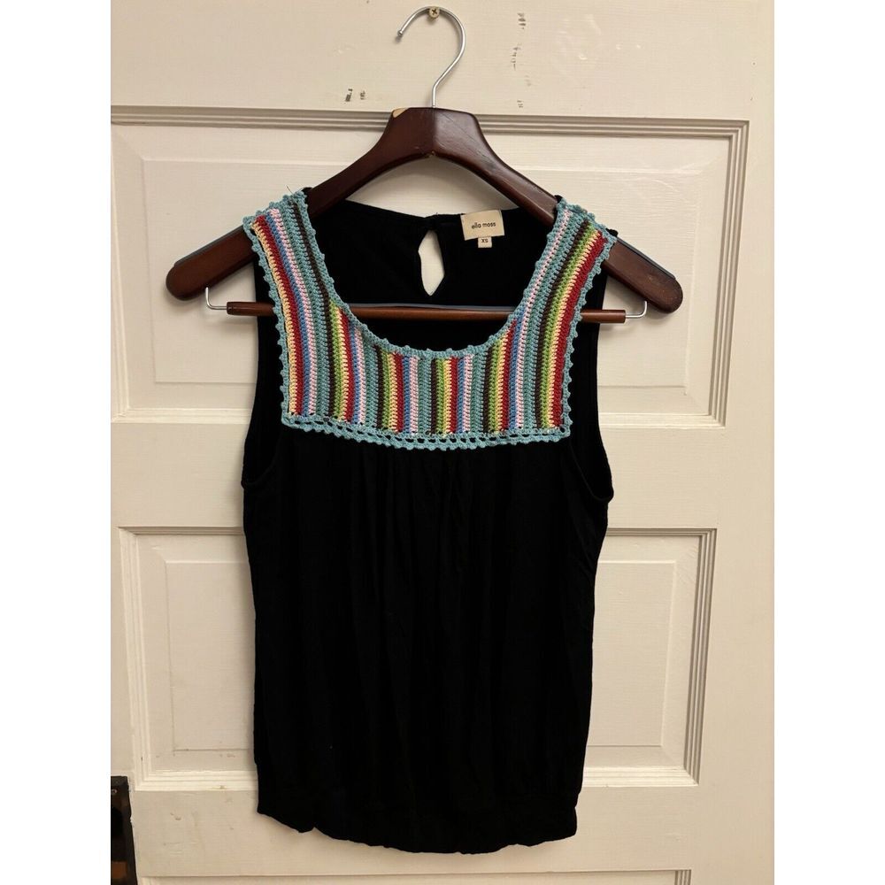 Ella Moss Black Crocheted Tank‎ Size XS